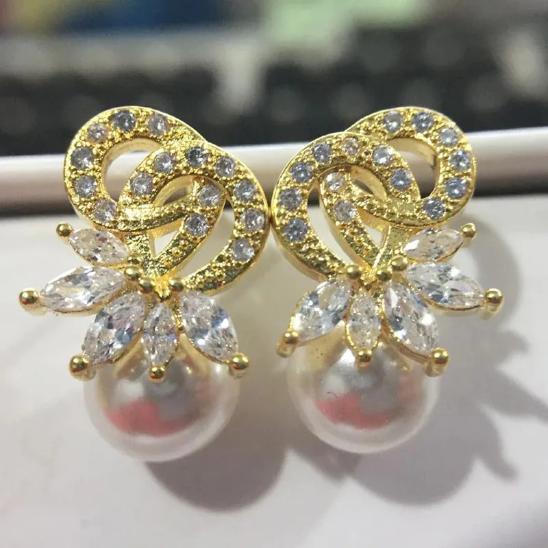 Fabulous Zircon Pearl Drop Earrings Collection