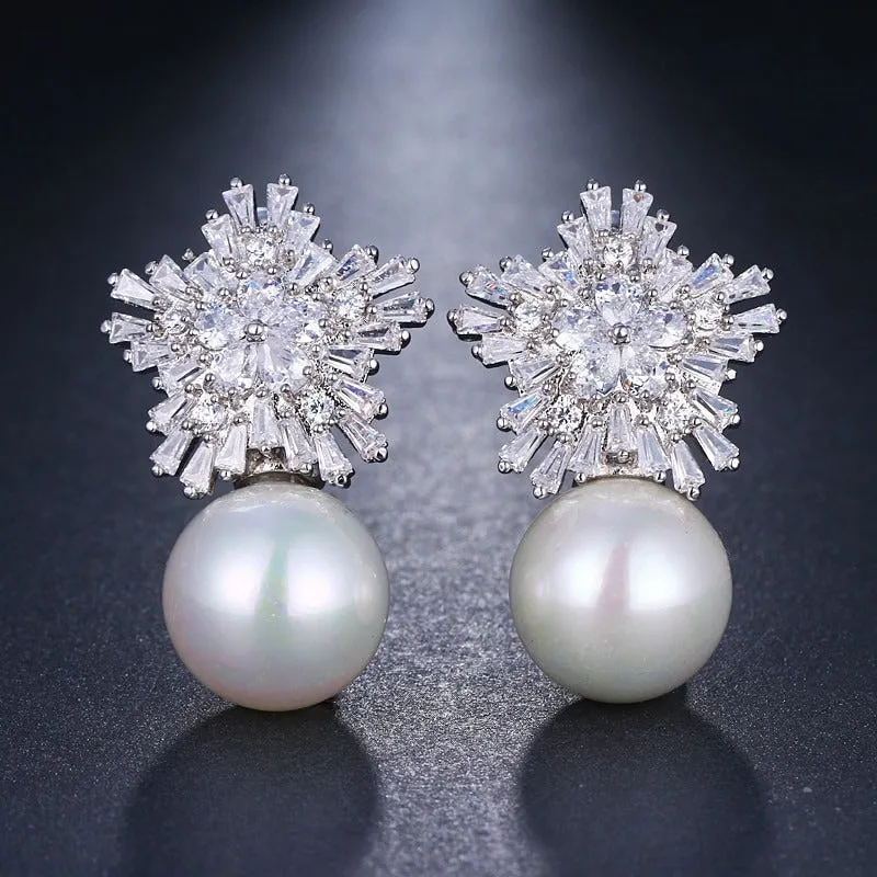 Fabulous Zircon Pearl Drop Earrings Collection