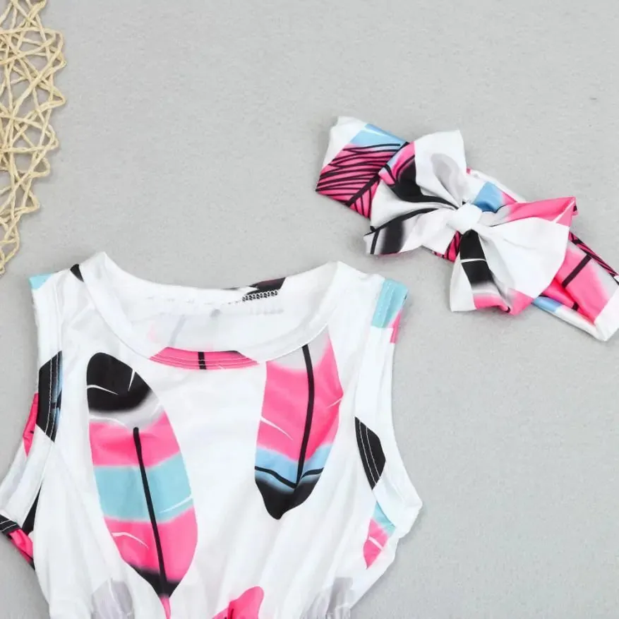 Feather Romper And Headband Set