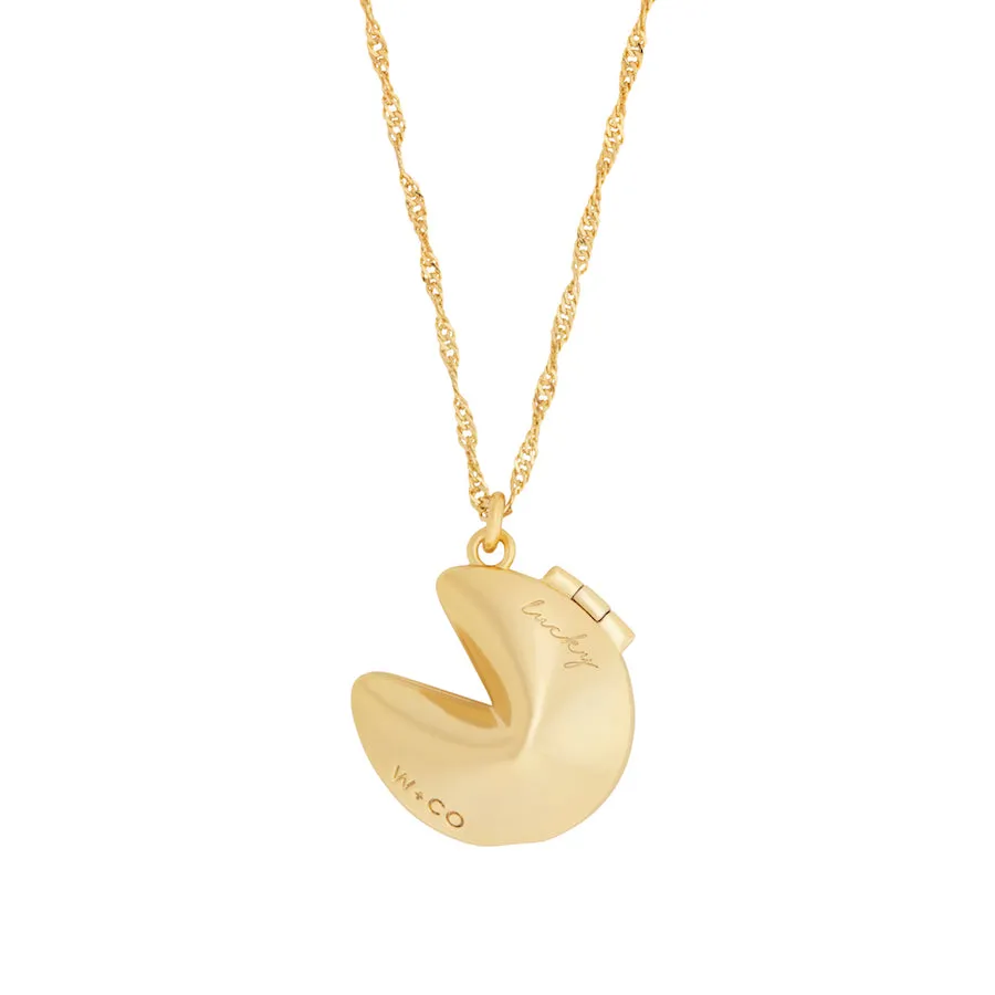 Fortune Cookie Gold Locket Necklace