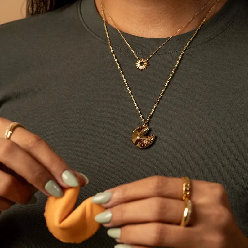 Fortune Cookie Gold Locket Necklace