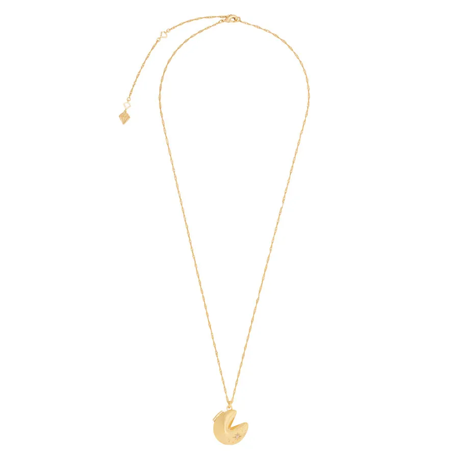 Fortune Cookie Gold Locket Necklace