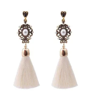 Free!! Just pay $5.95 for shipping - Tassel Fringe Earrings Big Pearl Drop Dangle Earrings - Sale