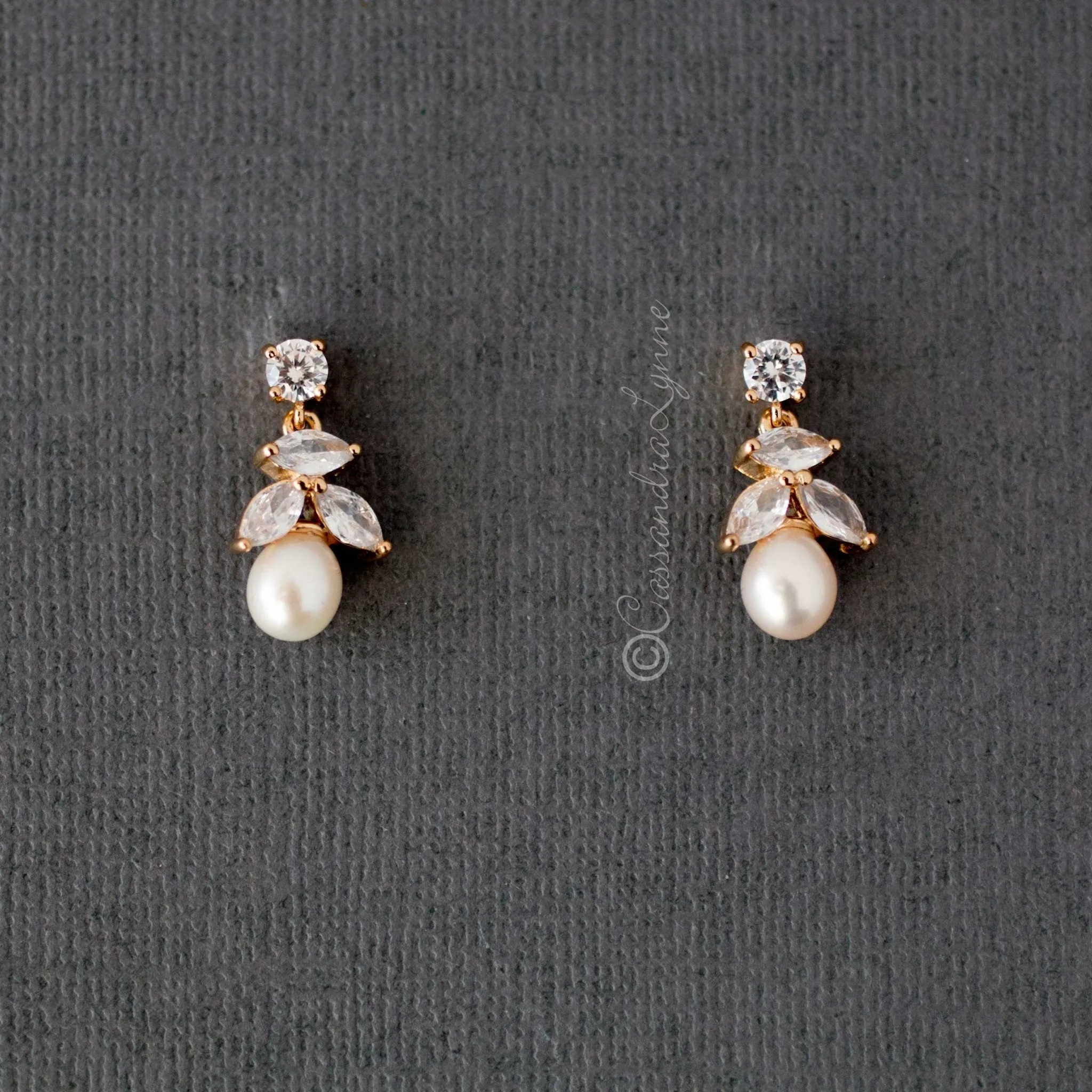 Freshwater Pearl Drop CZ Earrings