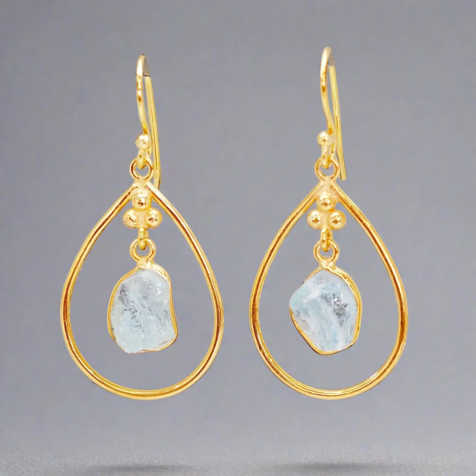 Gold Aquamarine Earrings