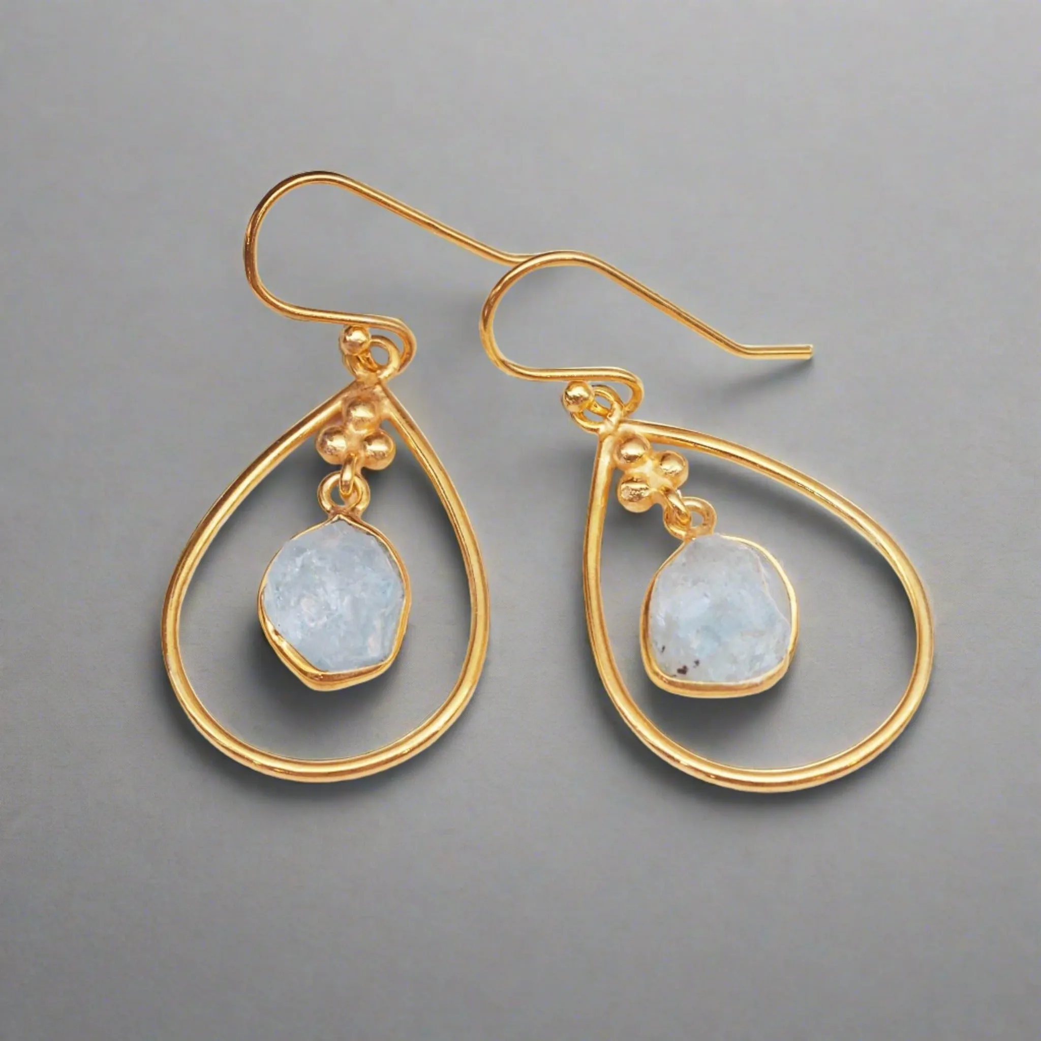 Gold Aquamarine Earrings