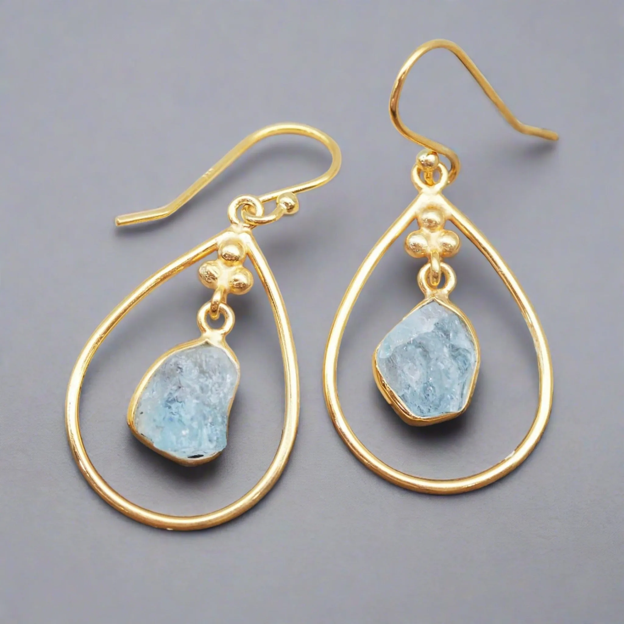 Gold Aquamarine Earrings