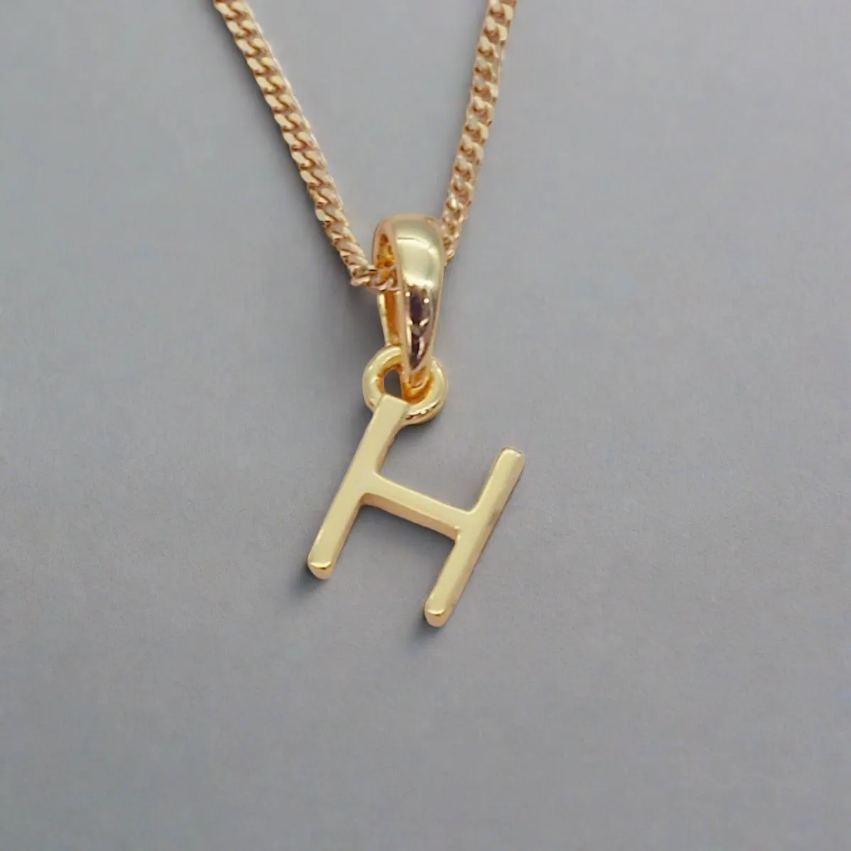 Gold Initial and March Aquamarine Birthstone Necklace