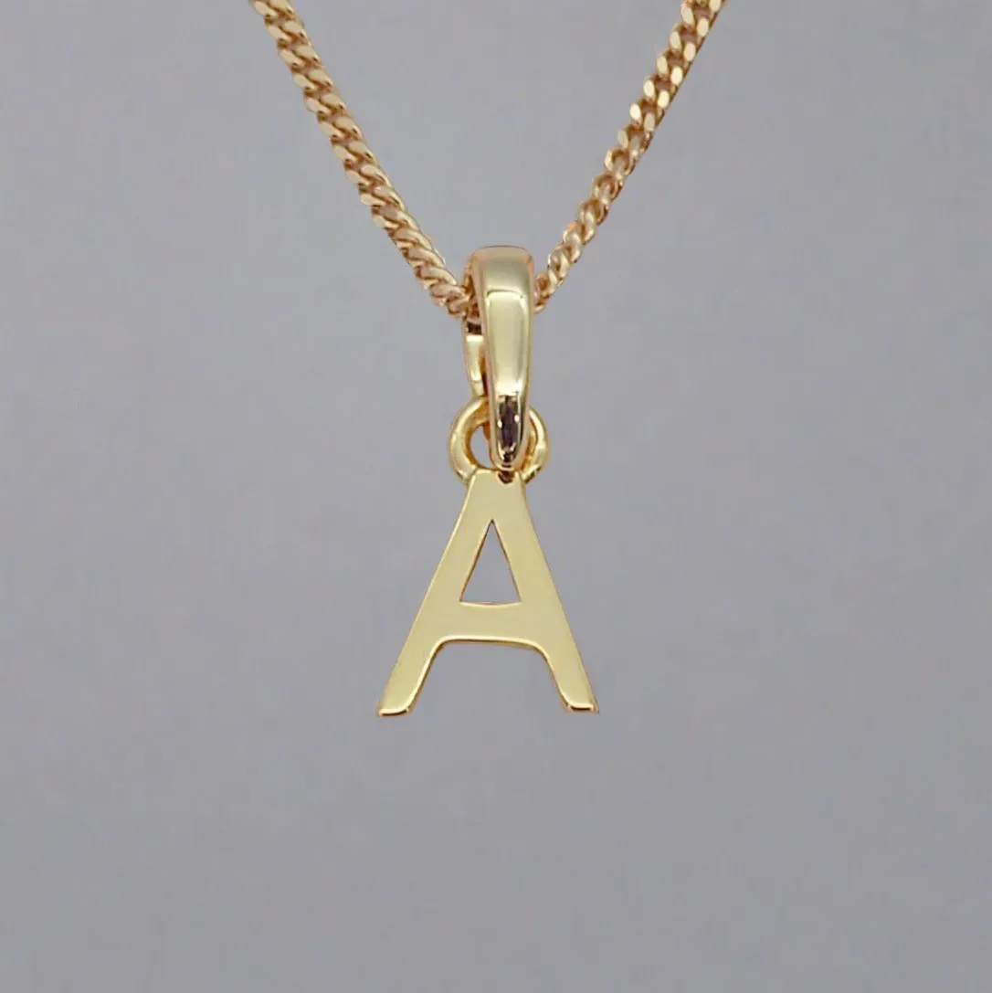 Gold Initial and March Aquamarine Birthstone Necklace