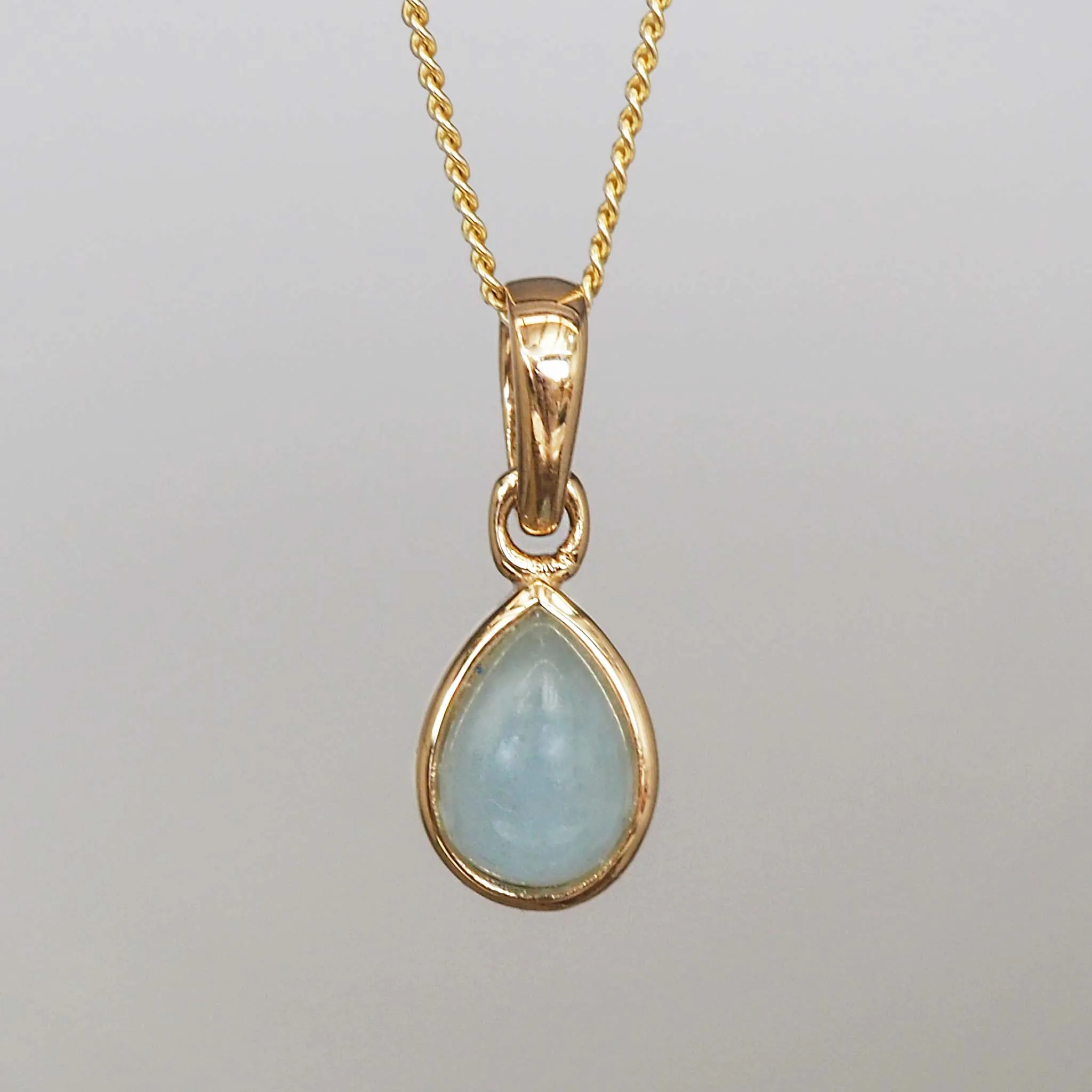 Gold Initial and March Aquamarine Birthstone Necklace