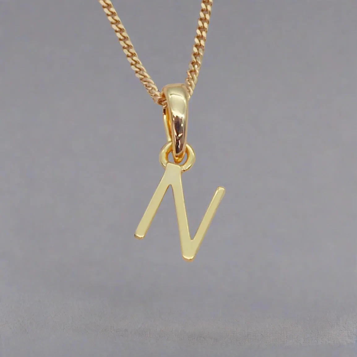 Gold Initial and March Aquamarine Birthstone Necklace