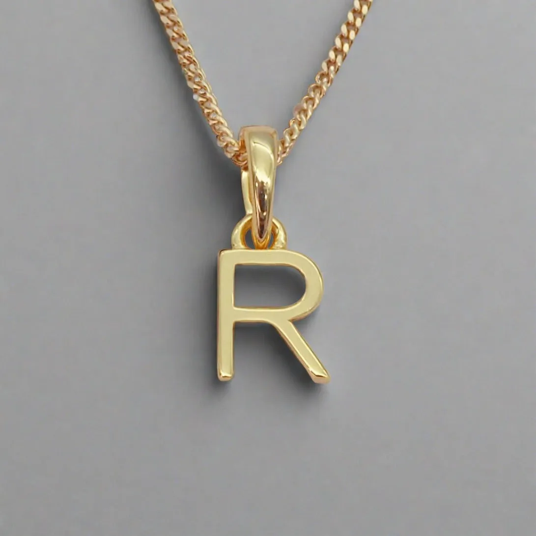 Gold Initial and March Aquamarine Birthstone Necklace