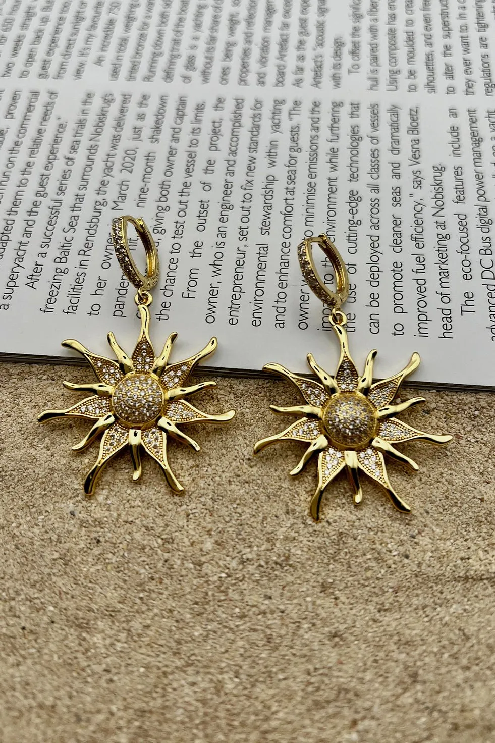 GOLD PLATED STARLIGHT EARRINGS - WHITE ZIRCON