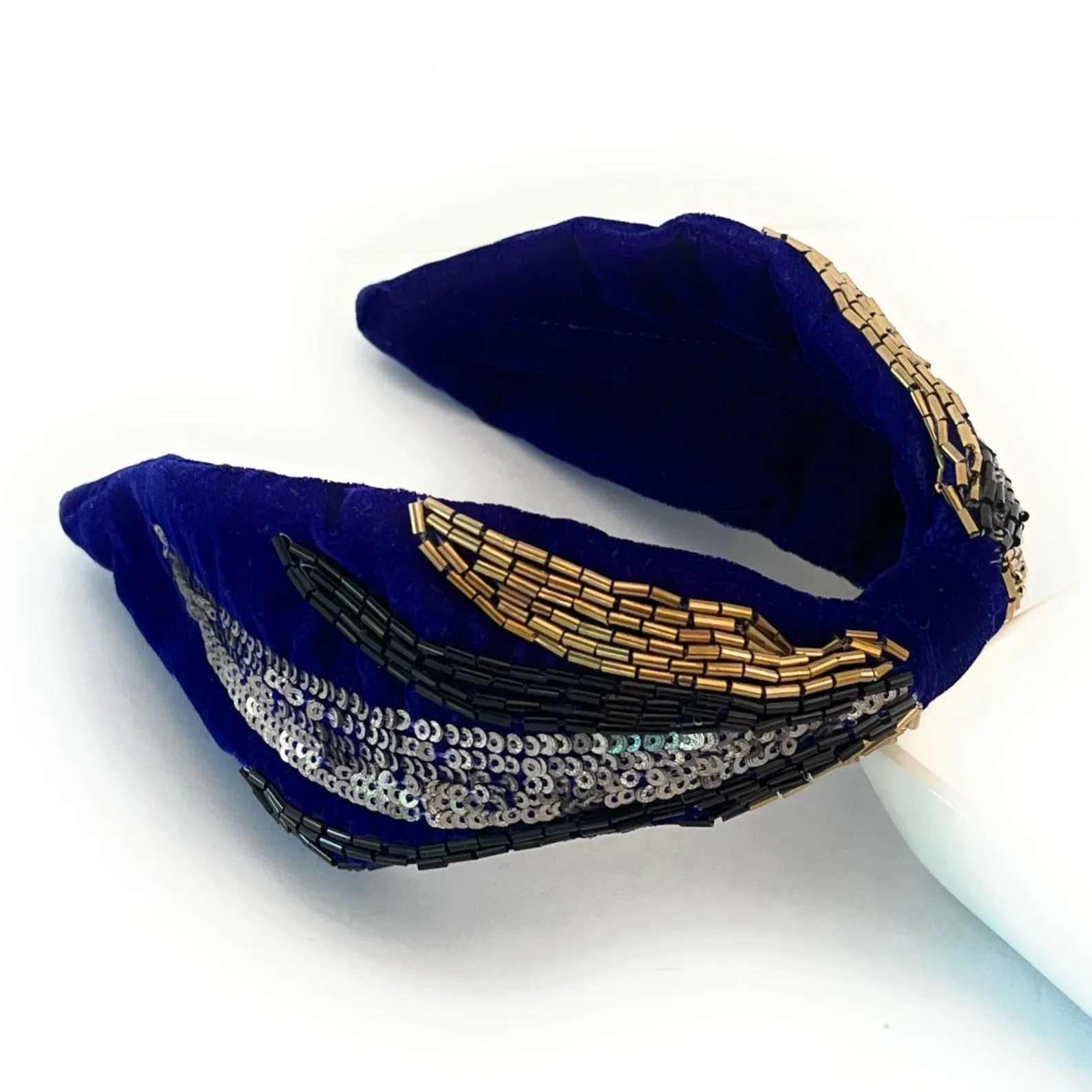 Hand Beaded Royal Blue Headband