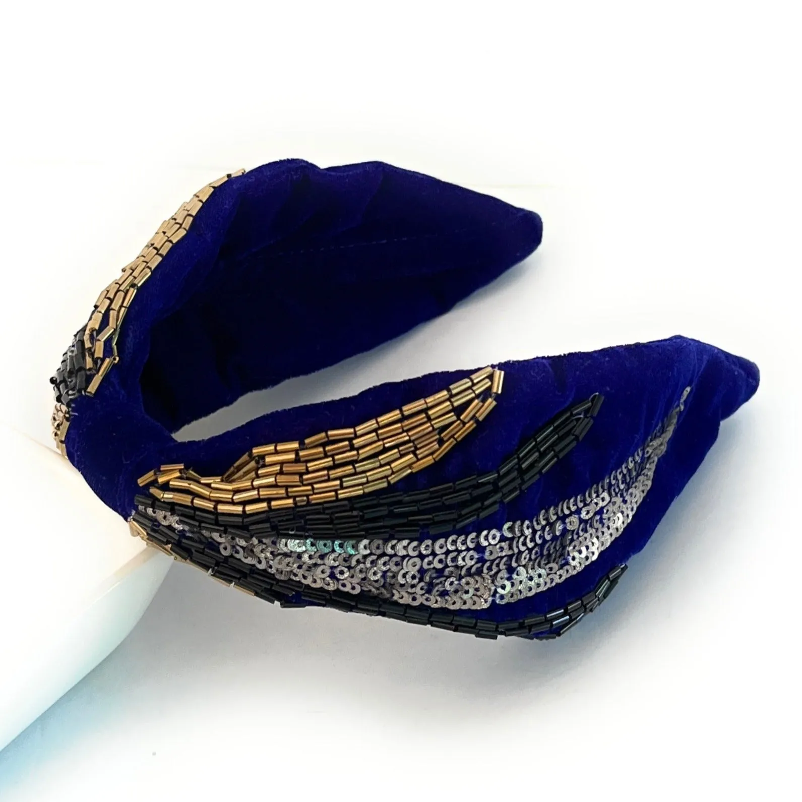 Hand Beaded Royal Blue Headband