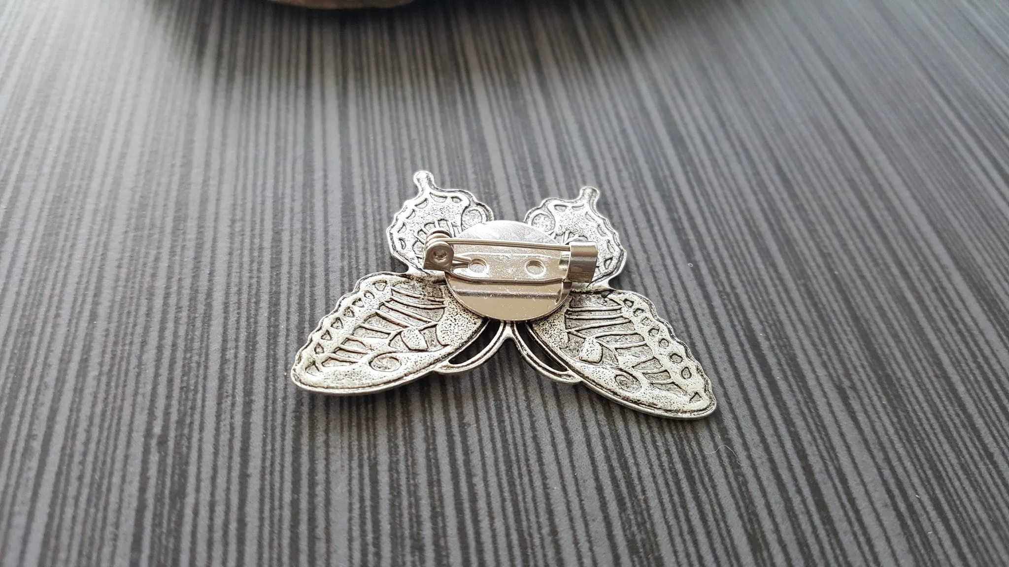 Handmade Oxidized Silver Butterfly Brooch