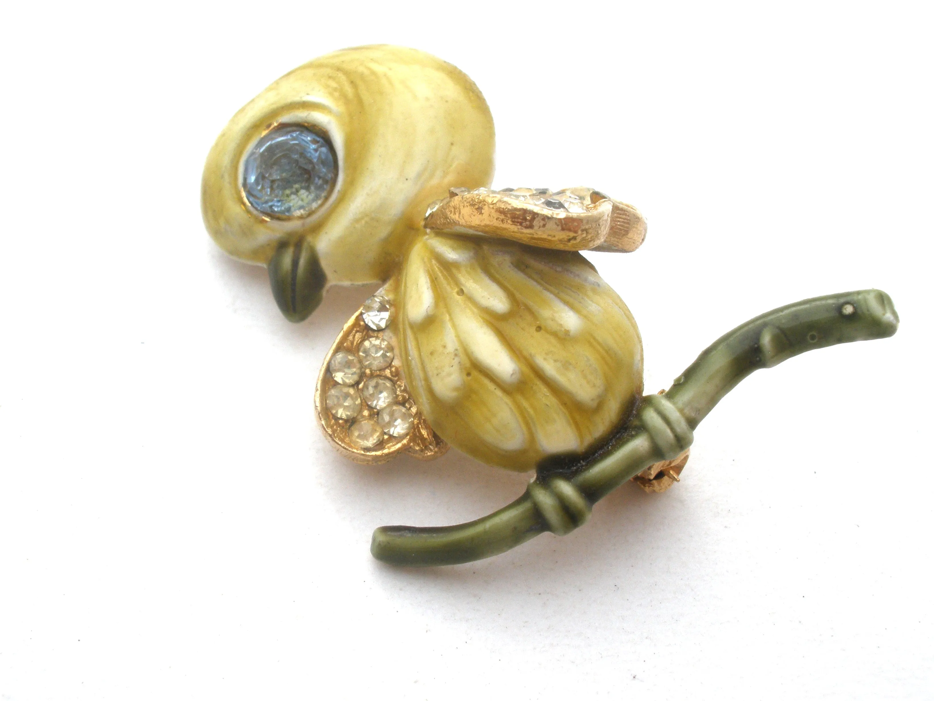 Har Bird Brooch Pin Enamel & Rhinestones Vintage