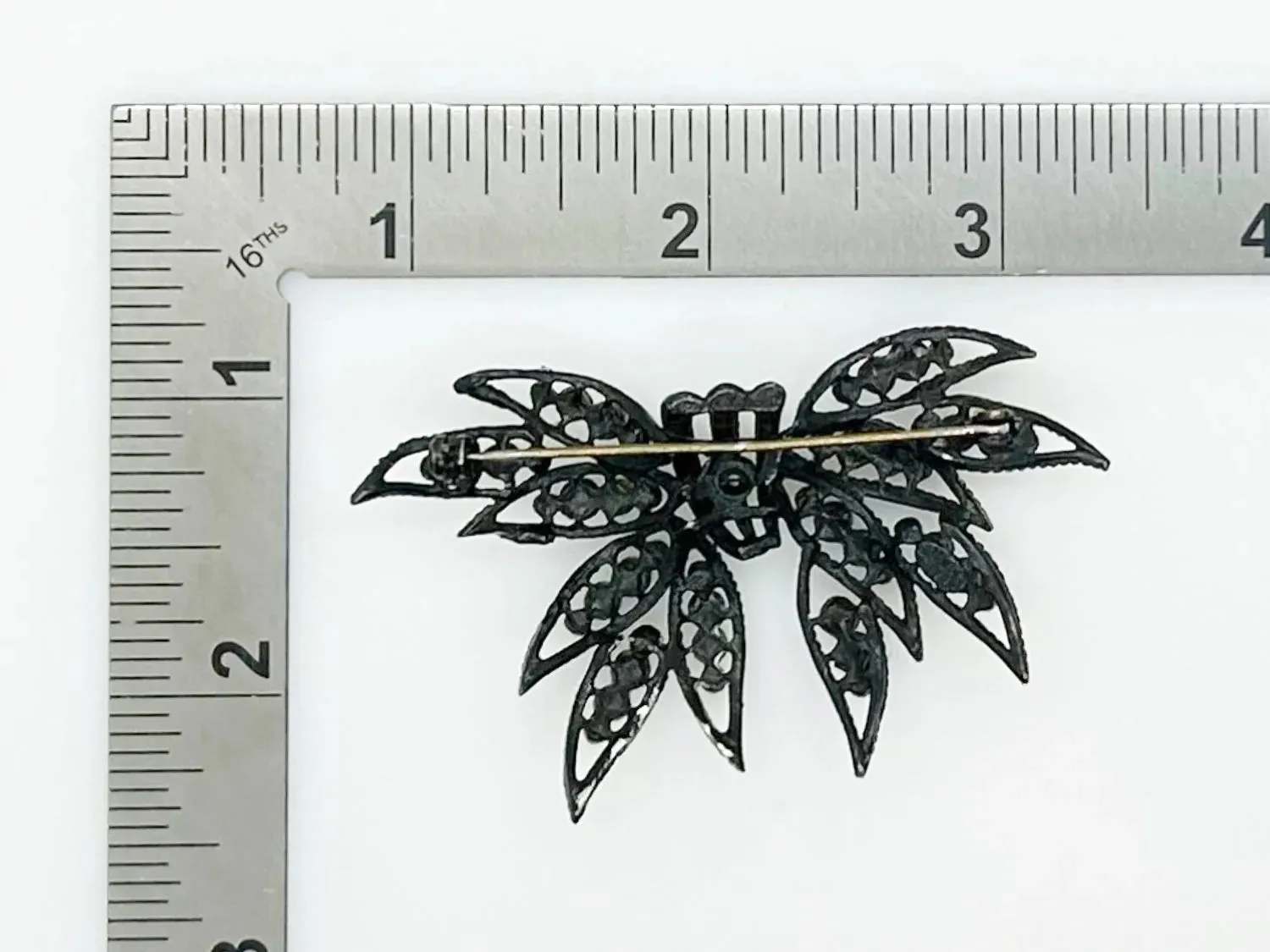 Japanned Black Vintage Weiss Bow Brooch