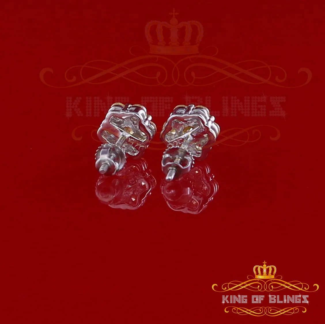 King of Blings- 925 White Silver Sterling 2.06ct Cubic Zirconia Hip Hop Flower Women's Earrings