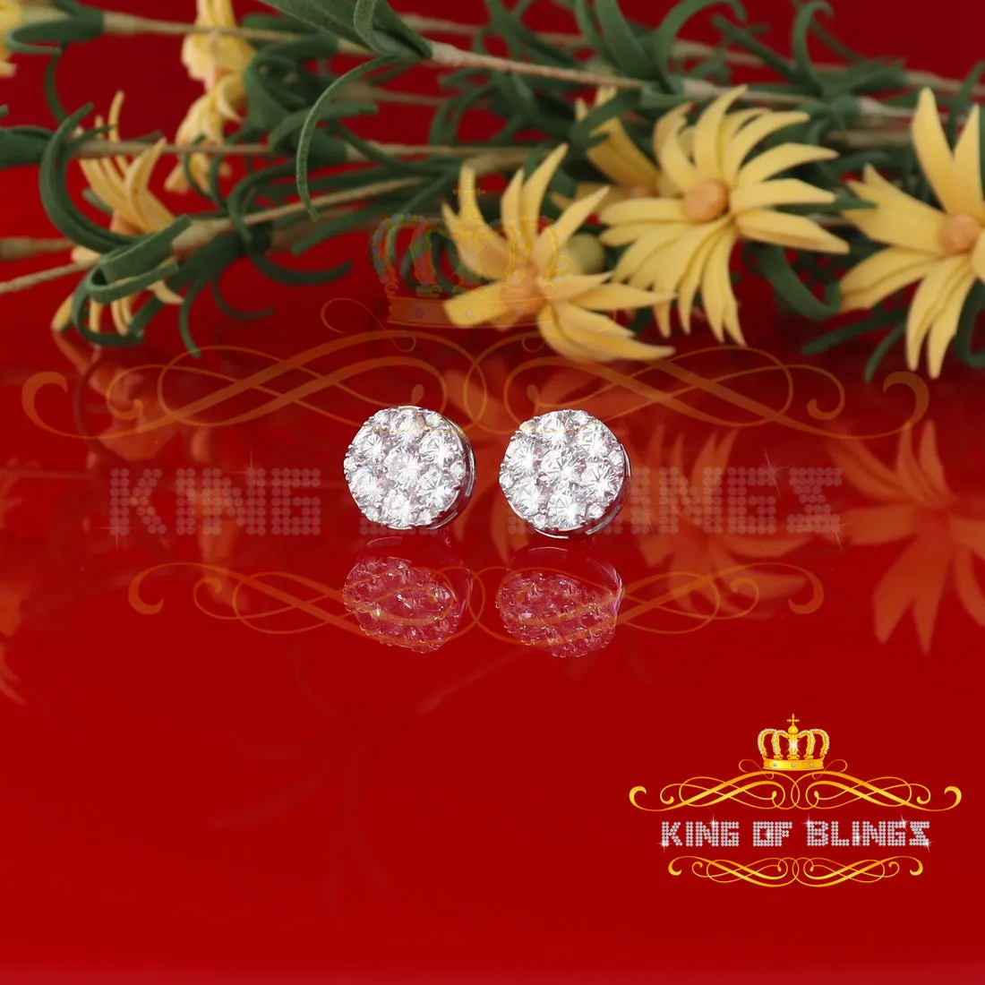 King of Blings- Aretes Para Hombre 925 White Silver 5.56ct Cubic Zirconia Women Round Earrings