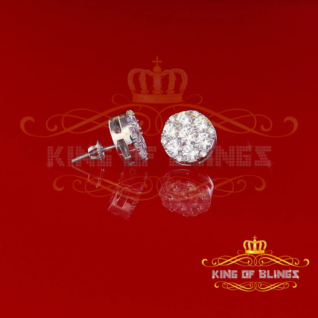 King of Blings- Aretes Para Hombre 925 White Silver 5.56ct Cubic Zirconia Women Round Earrings