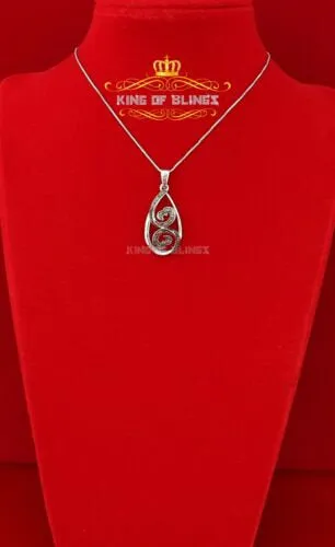 King Of Bling's White 925 Jane Seymour Open Heart Brown Stone Pendant with 0.27ct Cubic Zirconia