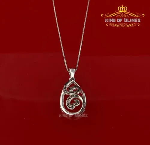 King Of Bling's White 925 Jane Seymour Open Heart Brown Stone Pendant with 0.27ct Cubic Zirconia