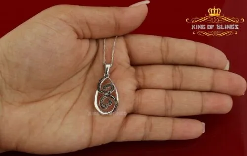 King Of Bling's White 925 Jane Seymour Open Heart Brown Stone Pendant with 0.27ct Cubic Zirconia