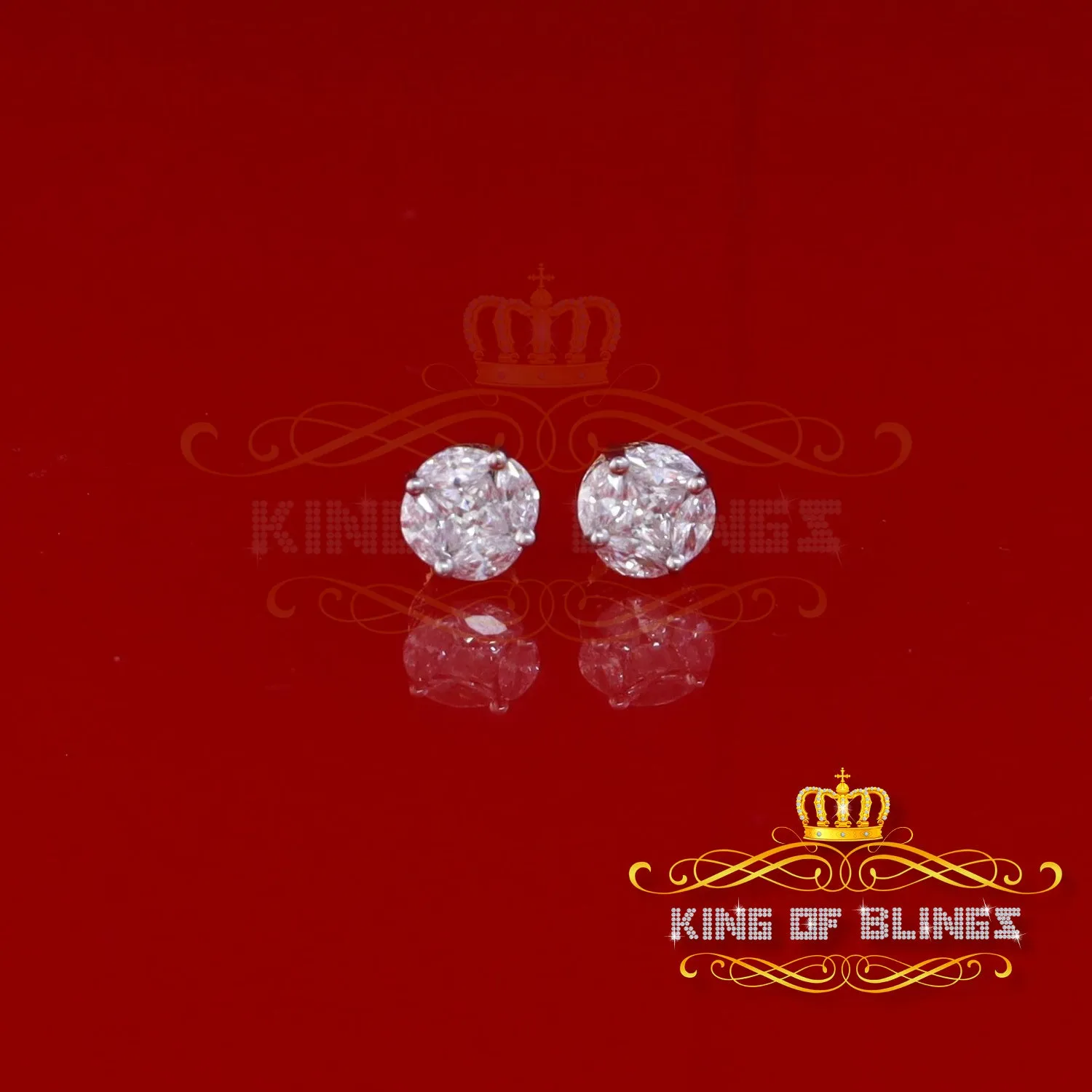 King of Bling's Yellow 1.43ct Sterling Silver Cubic Zirconia Round Earrings For Men's & Women's