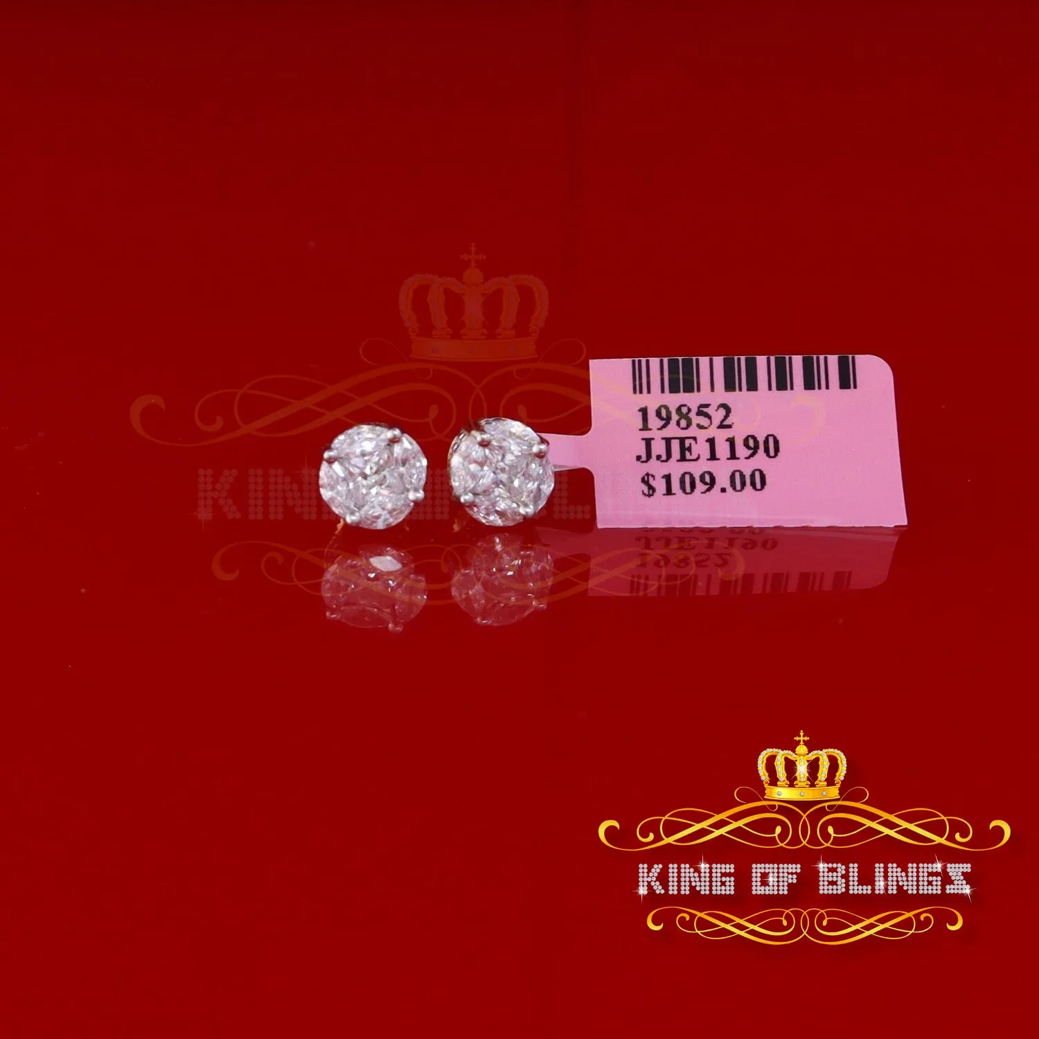 King of Bling's Yellow 1.43ct Sterling Silver Cubic Zirconia Round Earrings For Men's & Women's