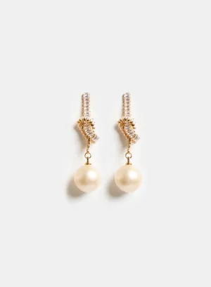 Knot Detail Pearl Pendant Earrings