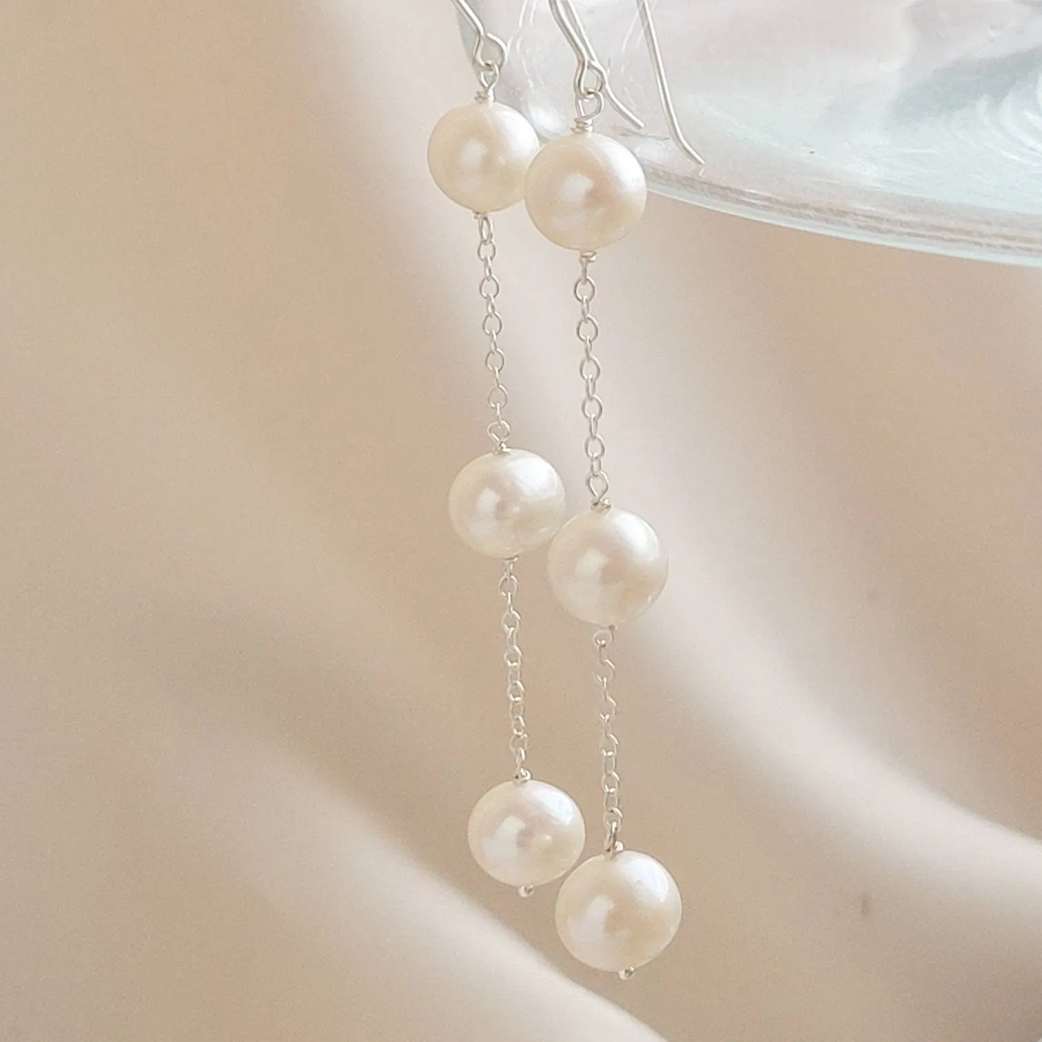 Long Pearl Drop Earrings