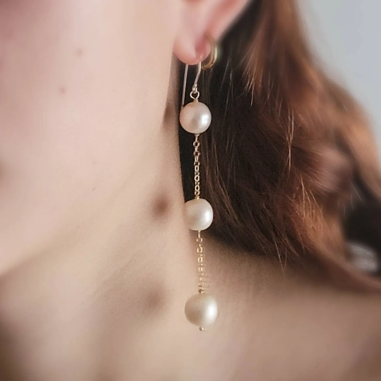 Long Pearl Drop Earrings