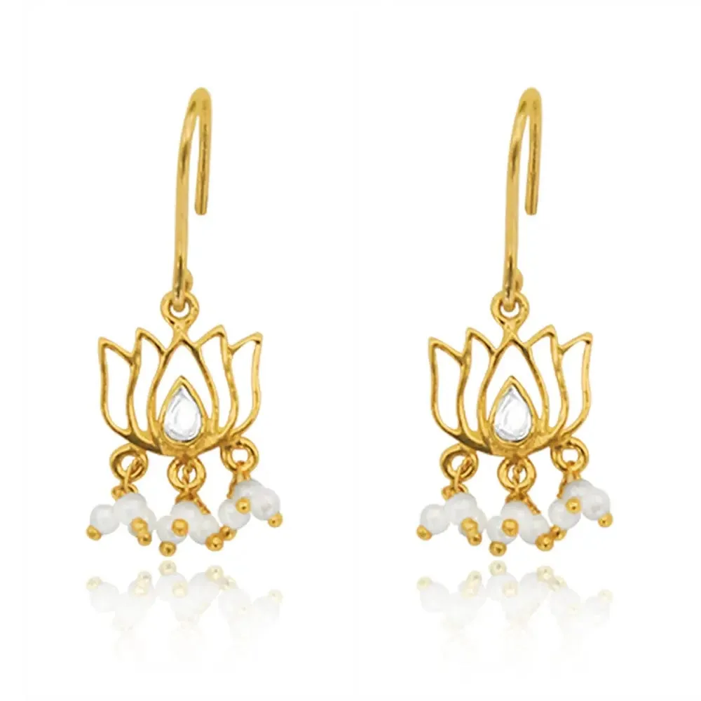 Lotus Gold Plated Silver Earrings