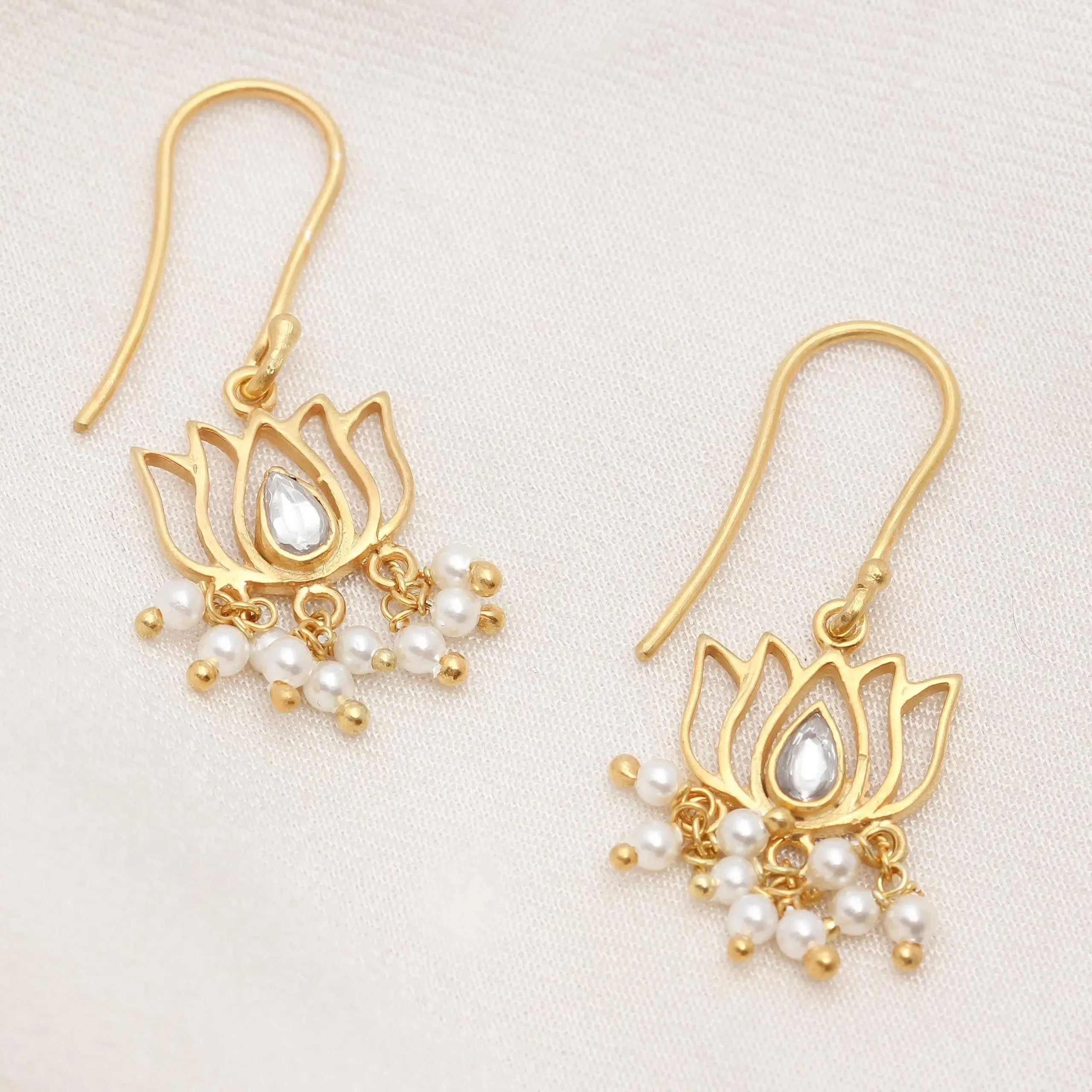 Lotus Gold Plated Silver Earrings