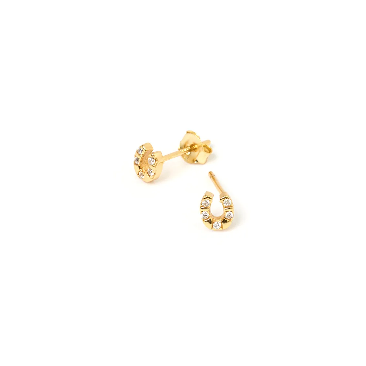 Lucky Horseshoe Gold Studs