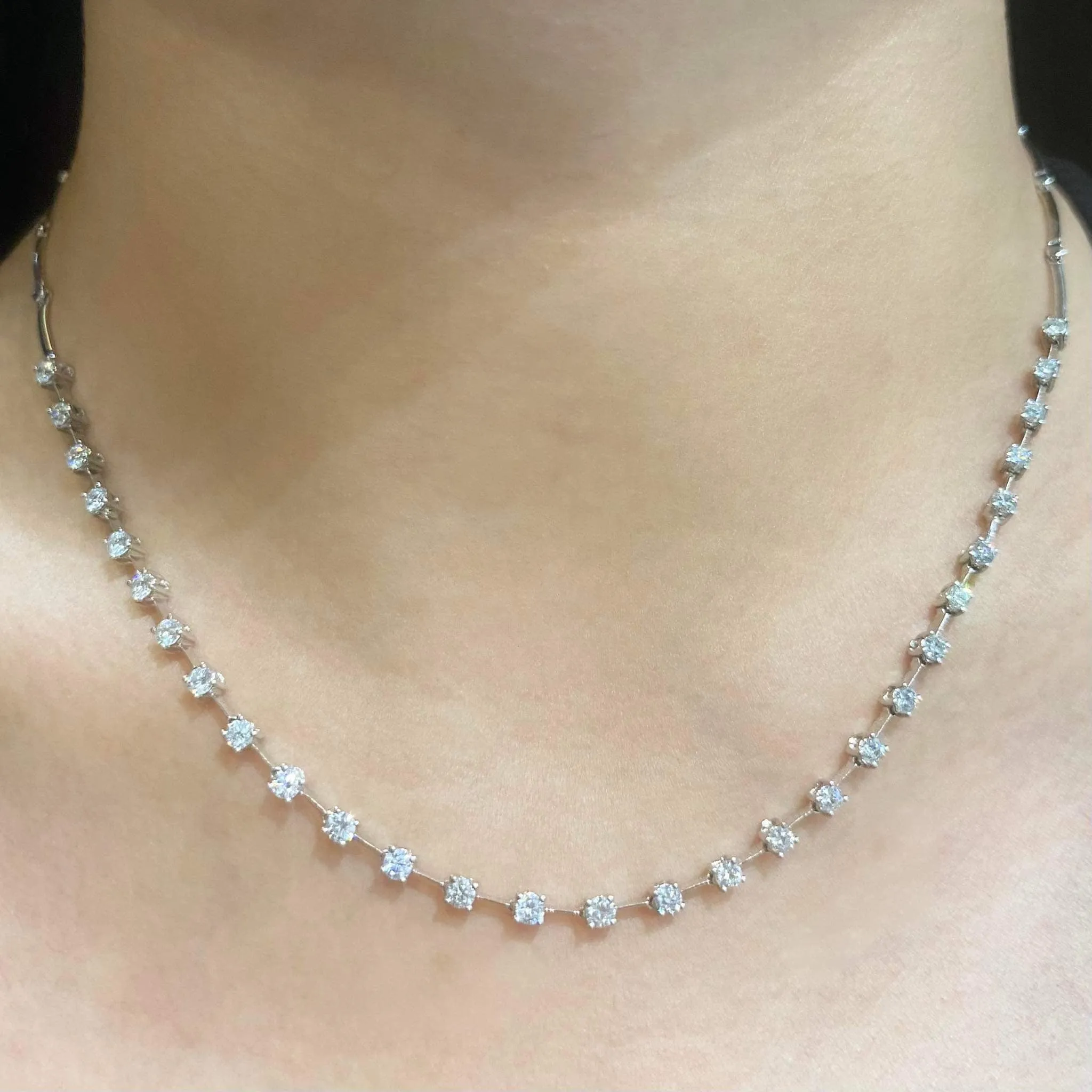 #LVNA2024 | 12pointers Each Half Eternity Solitaire Tennis Diamond Necklace 14kt