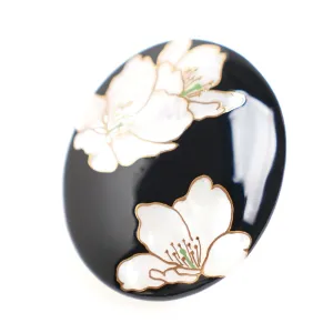 Maki-e Urushi Lacquer Brooch - White South Sea Pearl Shell / Cherry Blossom -, Traditional Japanese Urushi Lacquer Jewelry