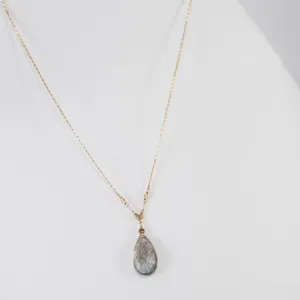 Moss Aquamarine Necklace on Gold-fill chain