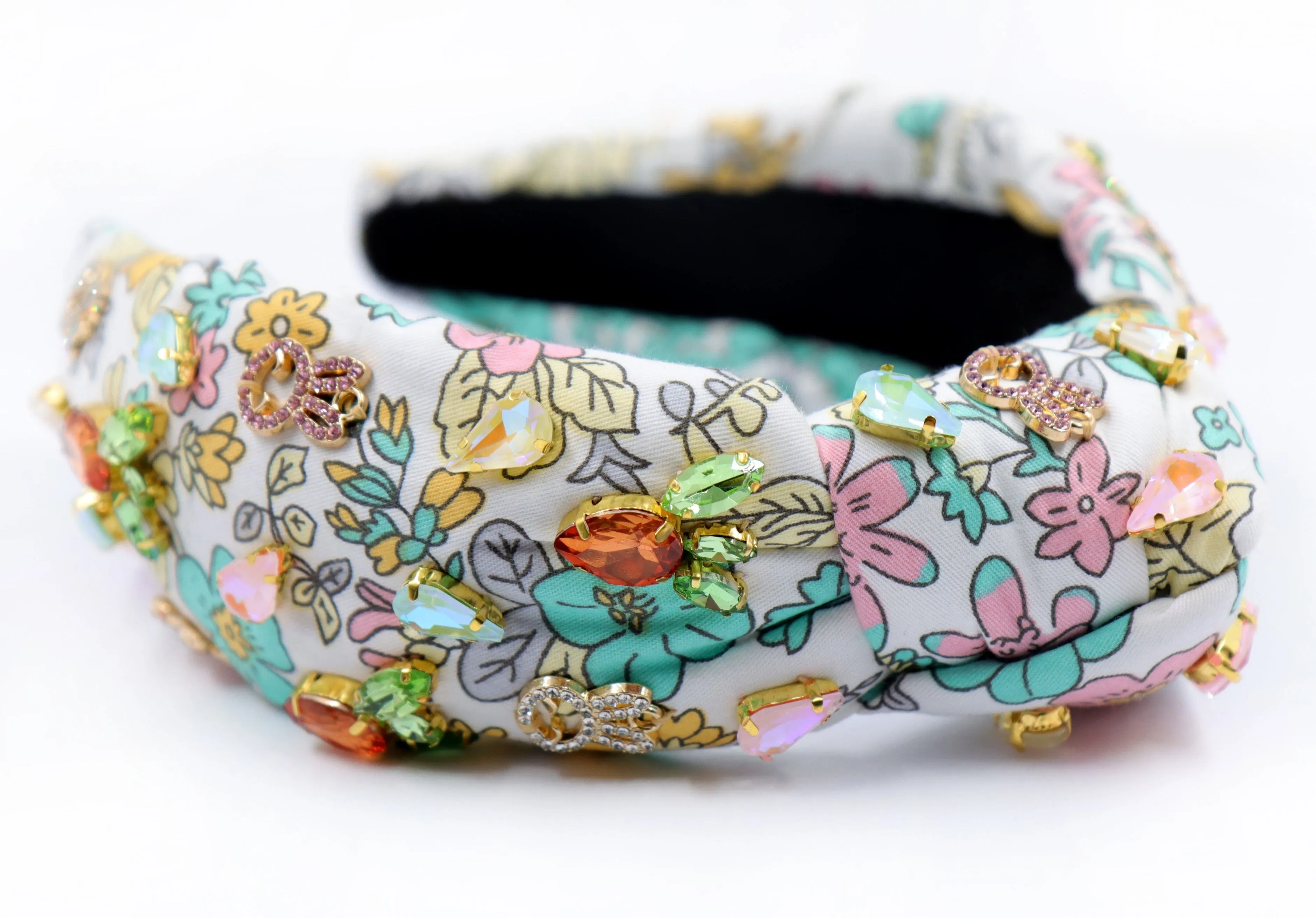 New! Hand Sewn Easter Liberty Jeweled Knot Headband