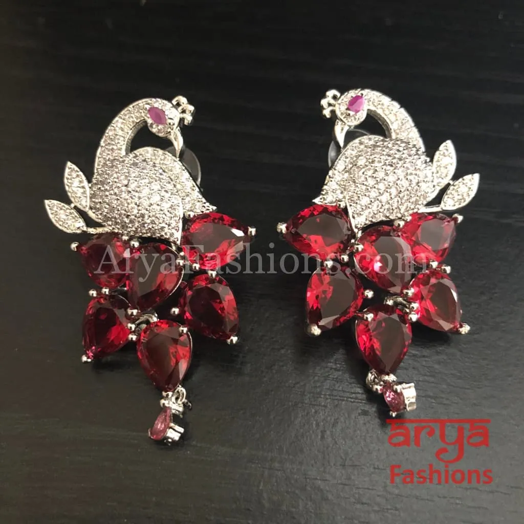 Peacock CZ Cocktail Earrings