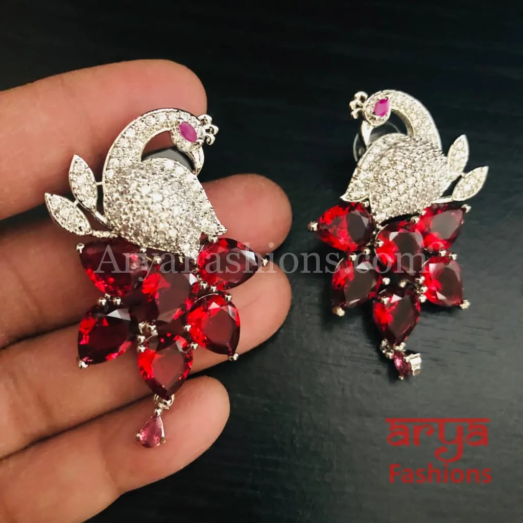 Peacock CZ Cocktail Earrings