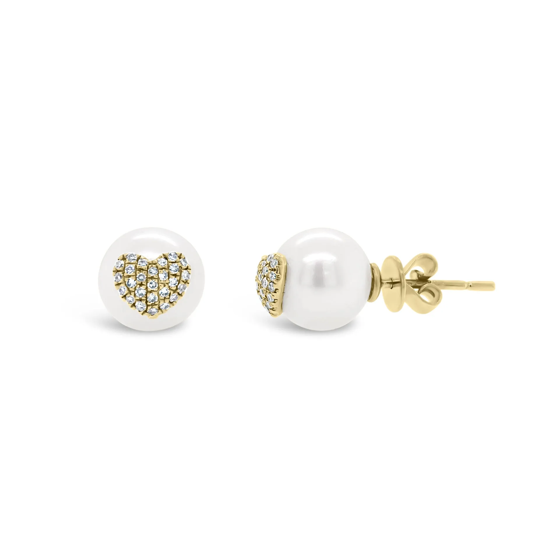 Pearl & Diamond Heart Earrings