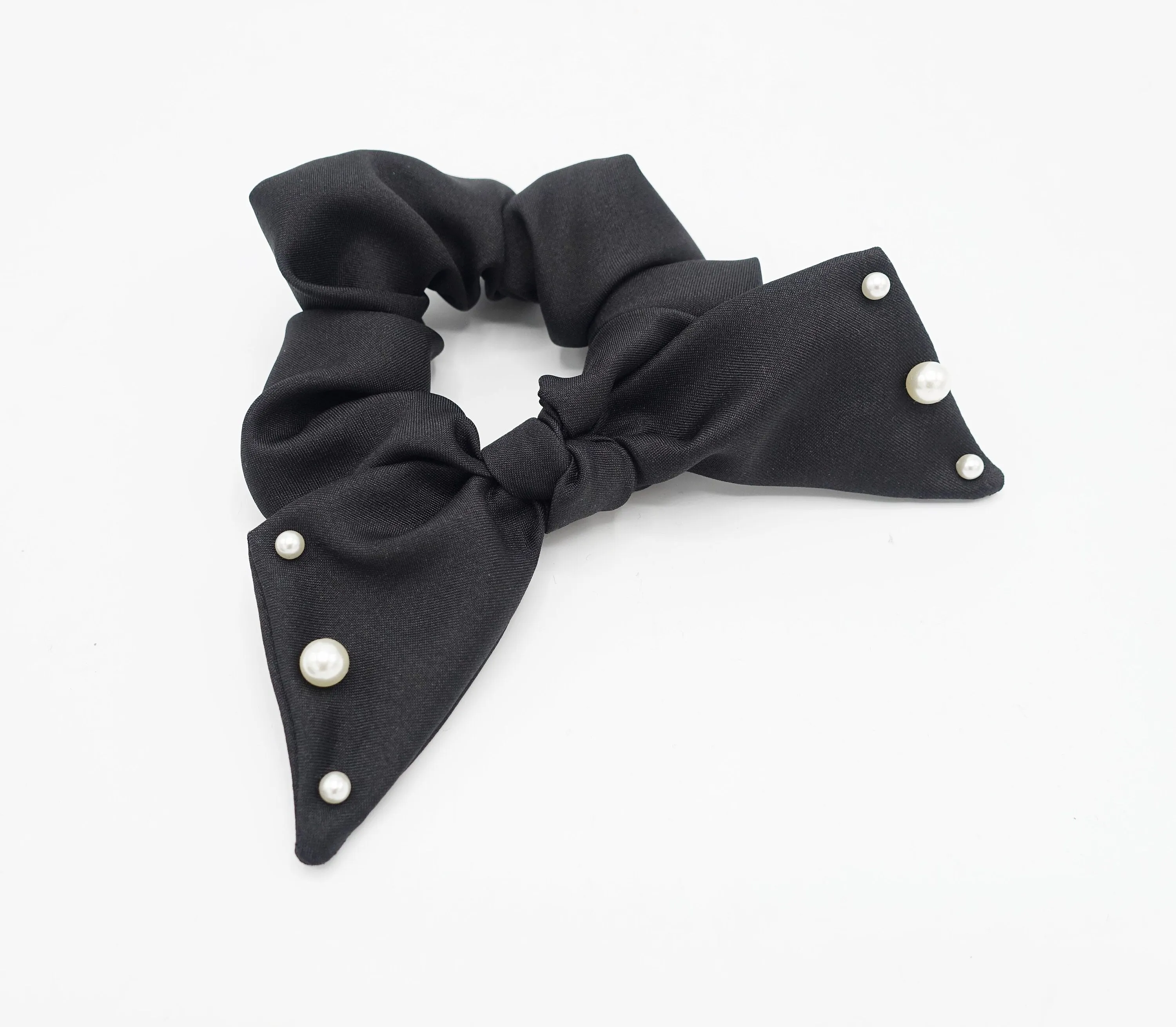 pearl stud embellished headband hair elastic bow scrunchies