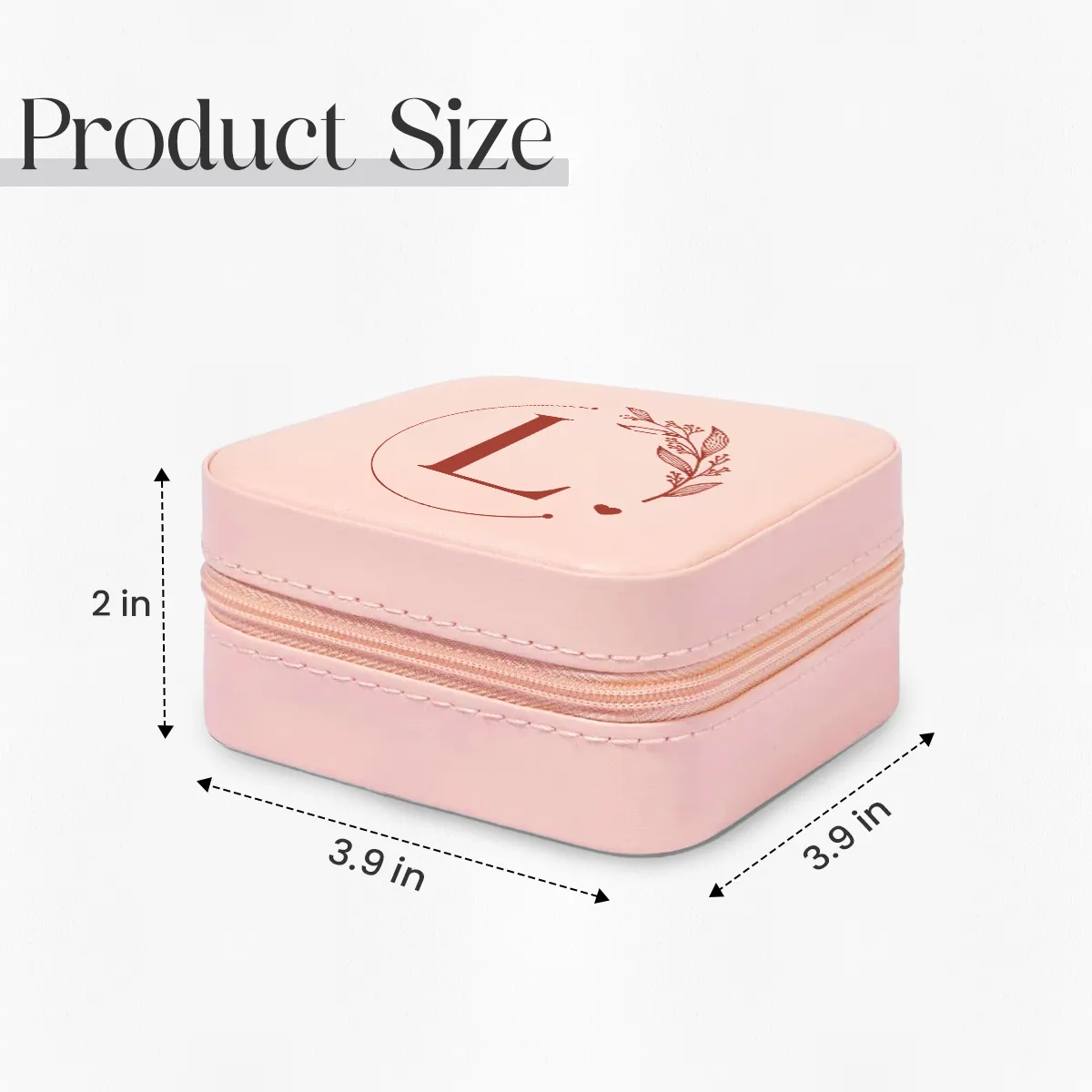 Personalized Jewelry Box, Pink Small Travel Jewelry Box with Initial L, Monogrammed Jewelry Case Organizer for Girls Women Teen, Mini Travel Essentials Gifts for Christmas Birthday