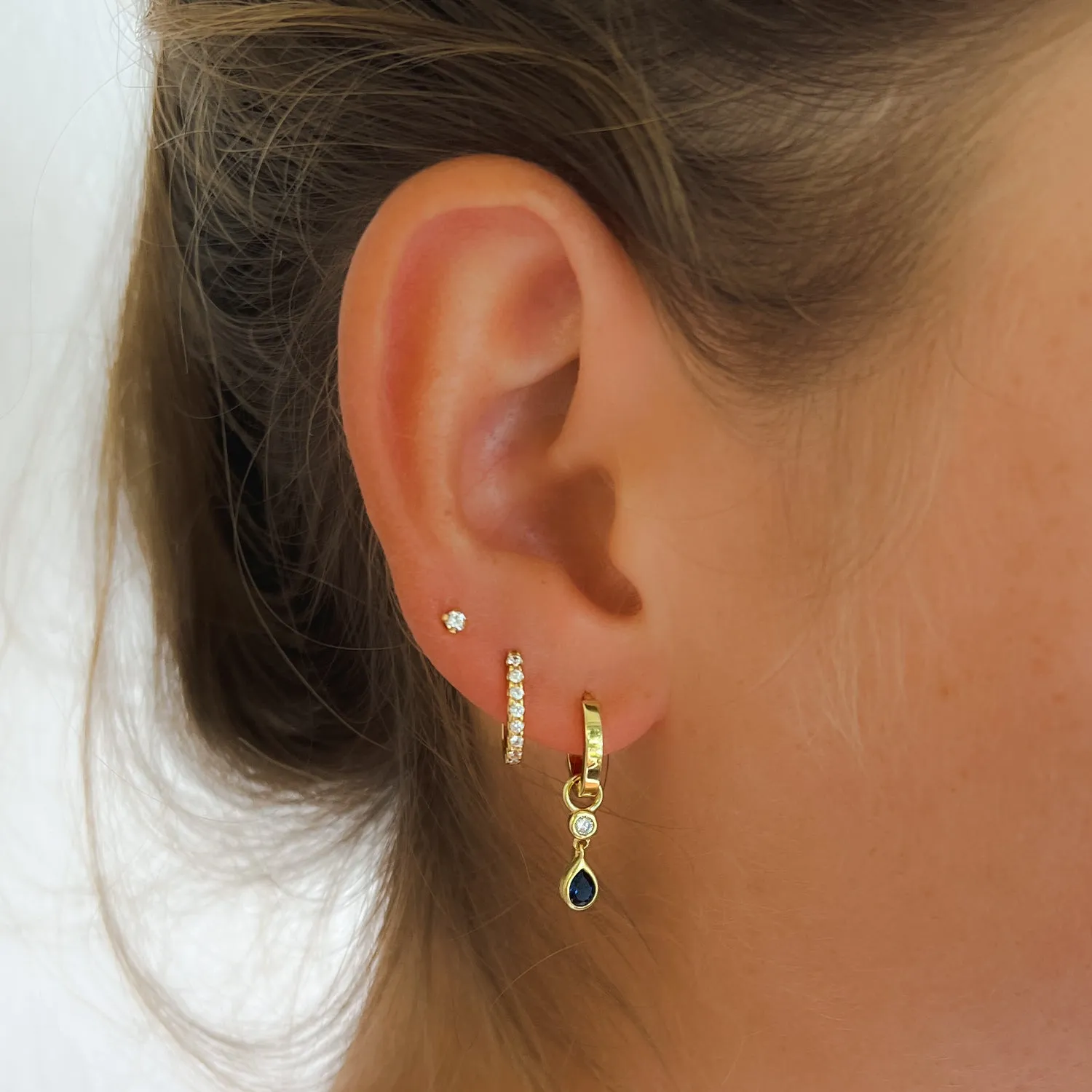 Phoebe Huggie Earrings - Stone