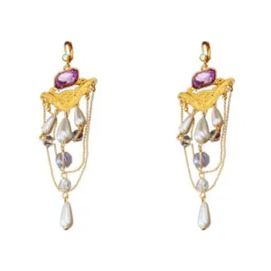 Pre Order:  French Palace Pearl Rhinestones Drop Earrings