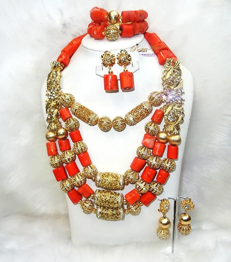 PrestigeApplause Elegant New Designs Real Traditional Bridal Wedding Traditional Coral African Nigerian Necklace Jewellery Set