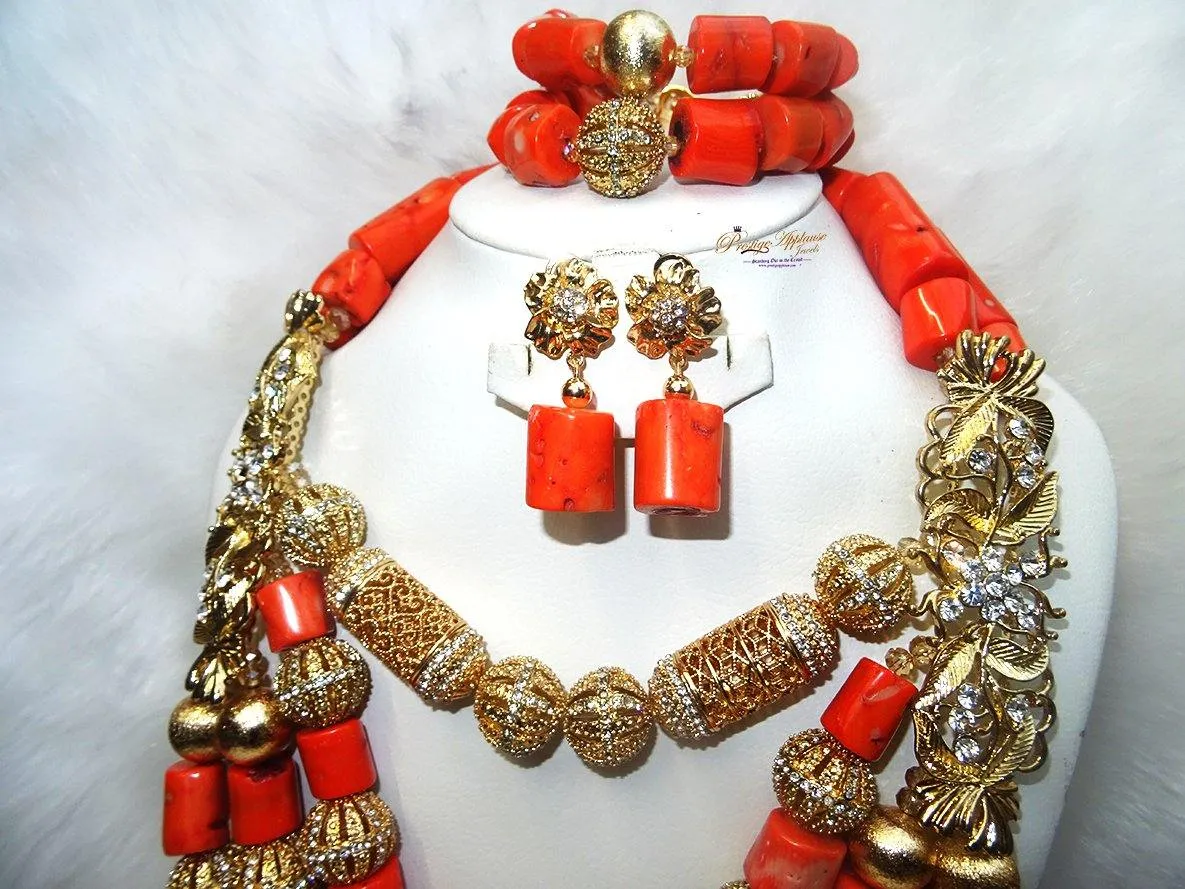 PrestigeApplause Elegant New Designs Real Traditional Bridal Wedding Traditional Coral African Nigerian Necklace Jewellery Set