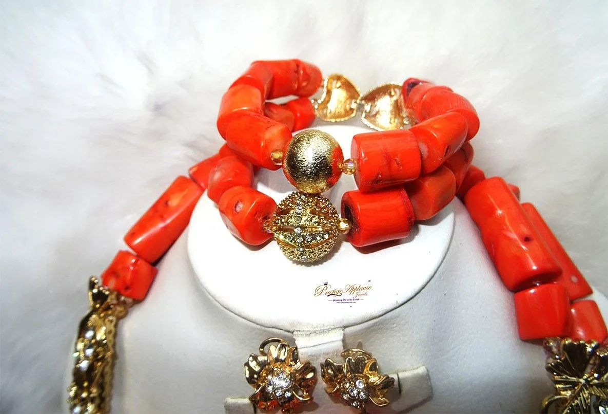 PrestigeApplause Elegant New Designs Real Traditional Bridal Wedding Traditional Coral African Nigerian Necklace Jewellery Set